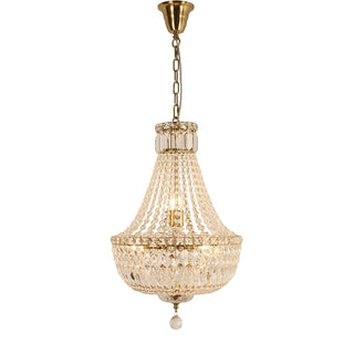 Lighting Inspirations Classique Small 40cm 5 Light Basket Crystal Glass Chandelier Satin Brass