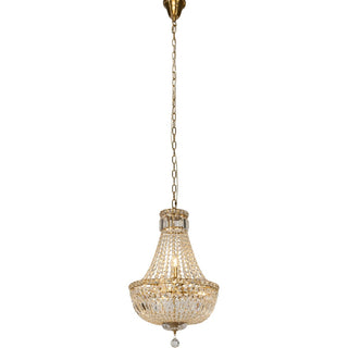 Lighting Inspirations Classique Small 40cm 5 Light Basket Crystal Glass Chandelier Satin Brass