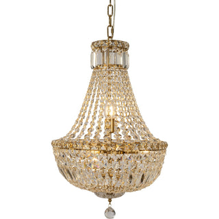 Lighting Inspirations Classique Small 40cm 5 Light Basket Crystal Glass Chandelier Satin Brass