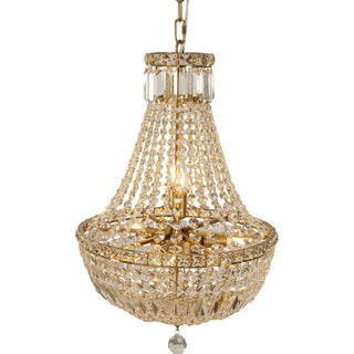 Lighting Inspirations Classique Small 40cm 5 Light Basket Crystal Glass Chandelier Satin Brass