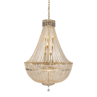 Lighting Inspirations Classique Grand 27 Light Basket Crystal Glass Chandelier Satin Brass