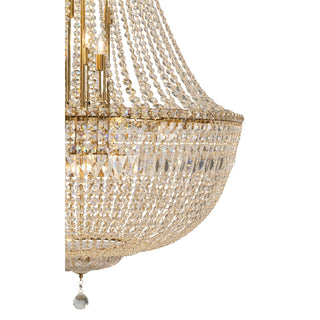 Lighting Inspirations Classique Grand 27 Light Basket Crystal Glass Chandelier Satin Brass