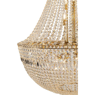 Lighting Inspirations Classique Grand 27 Light Basket Crystal Glass Chandelier Satin Brass