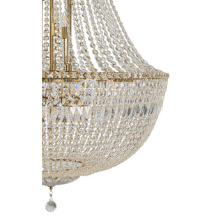 Lighting Inspirations Classique Grand 27 Light Basket Crystal Glass Chandelier Satin Brass