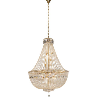 Lighting Inspirations Classique Grand 27 Light Basket Crystal Glass Chandelier Satin Brass
