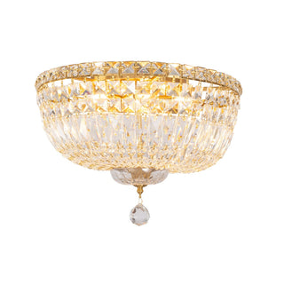 Lighting Inspirations Classique Medium 40cm Flush 5 Light Crystal Glass Chandelier Satin Brass