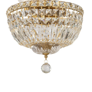 Lighting Inspirations Classique Small 30cm 3 Light Flush Crystal Glass Chandelier Satin Brass