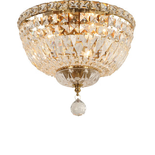 Lighting Inspirations Classique Small 30cm 3 Light Flush Crystal Glass Chandelier Satin Brass