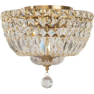 Lighting Inspirations Classique Small 30cm 3 Light Flush Crystal Glass Chandelier Satin Brass