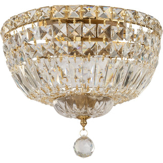 Lighting Inspirations Classique Small 30cm 3 Light Flush Crystal Glass Chandelier Satin Brass