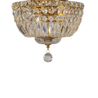 Lighting Inspirations Classique Small 30cm 3 Light Flush Crystal Glass Chandelier Satin Brass