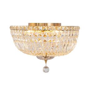 Lighting Inspirations Classique Small 30cm 3 Light Flush Crystal Glass Chandelier Satin Brass