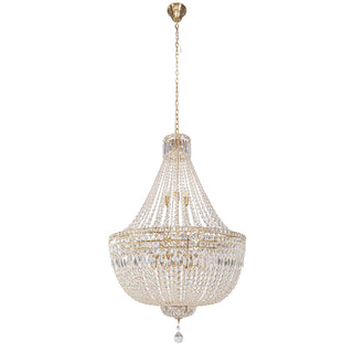 Lighting Inspirations Classique Large 75cm 18 Light Basket Crystal Glass Chandelier Satin Brass