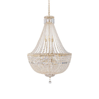 Lighting Inspirations Classique Large 75cm 18 Light Basket Crystal Glass Chandelier Satin Brass