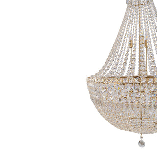 Lighting Inspirations Classique Large 75cm 18 Light Basket Crystal Glass Chandelier Satin Brass