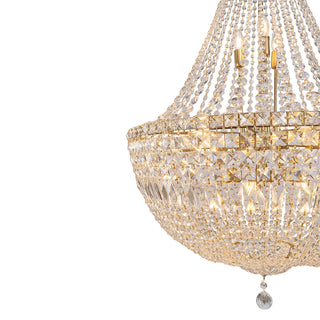 Lighting Inspirations Classique Large 75cm 18 Light Basket Crystal Glass Chandelier Satin Brass