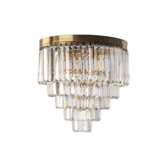 Lighting Inspirations Celestial 40cm Flush 6 Light 5 Tier Crystal Glass Chandelier Satin Brass