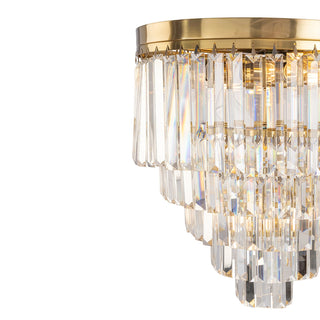 Lighting Inspirations Celestial 40cm Flush 6 Light 5 Tier Crystal Glass Chandelier Satin Brass