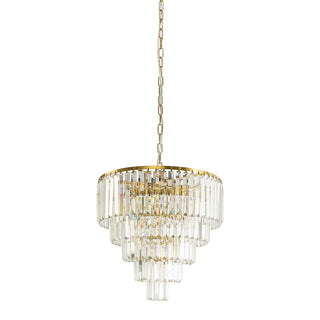Lighting Inspirations Celestial 49cm 10 Light 5 Tier Crystal Glass Chandelier Satin Brass