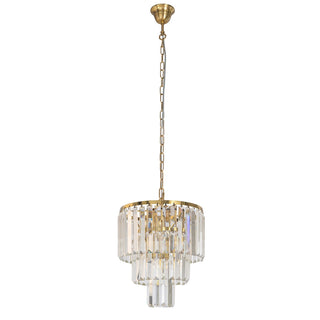 Lighting Inspirations Celestial 29cm 4 Light 3 Tier Crystal Glass Chandelier Satin Brass