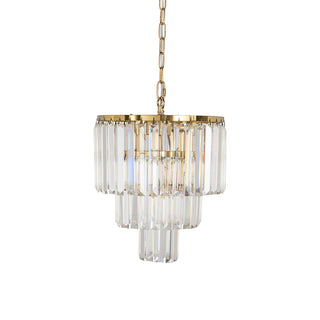 Lighting Inspirations Celestial 29cm 4 Light 3 Tier Crystal Glass Chandelier Satin Brass