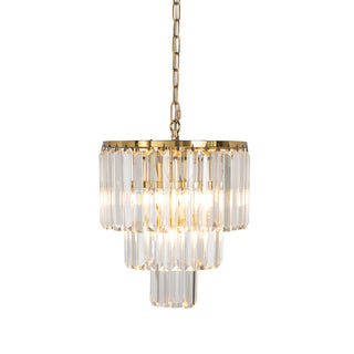 Lighting Inspirations Celestial 29cm 4 Light 3 Tier Crystal Glass Chandelier Satin Brass