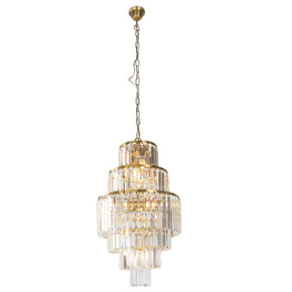 Lighting Inspirations Celestial 39cm 9 Light 6 Tier Crystal Glass Chandelier Satin Brass