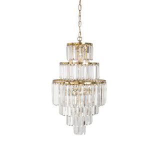 Lighting Inspirations Celestial 39cm 9 Light 6 Tier Crystal Glass Chandelier Satin Brass