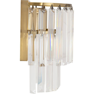 Lighting Inspirations Celestial 2 Light 2 Tier Crystal Glass Wall Bracket Satin Brass