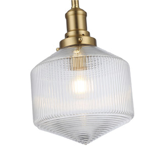 Lighting Inspirations Jefferson Small Rod Pendant Clear Satin Brass