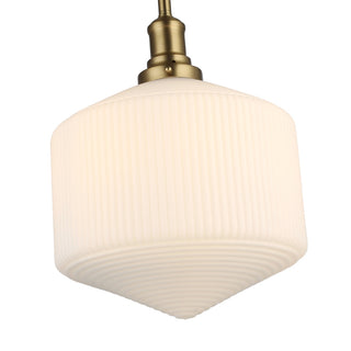 Lighting Inspirations Jefferson Large Rod Pendant Opal Matte Satin Brass
