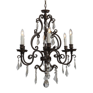 Clearance - Lighting Inspirations Louis 15th 6 Light Pendant White Candle Covers