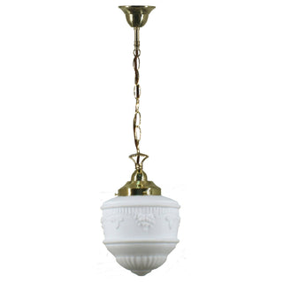Lighting Inspirations Senator 8'' Opal Matte Single Chain Suspension Polished Brass
