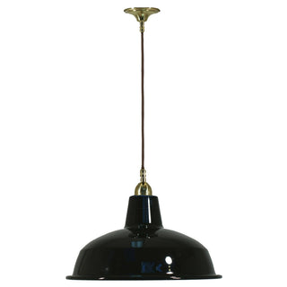 Lighting Inspirations Warehouse 420mm Black Metal Shade On Cloth Cord Suspension Polished Brass