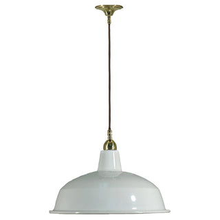 Lighting Inspirations Warehouse 300mm White Metal Shade On Cloth Cord Suspension Polished Brass