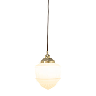 Lighting Inspirations Senator 8'' Opal Matte On Cloth Cord Suspension Polished Brass