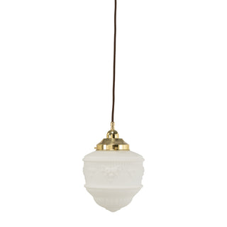Lighting Inspirations Senator 8'' Opal Matte On Cloth Cord Suspension Polished Brass