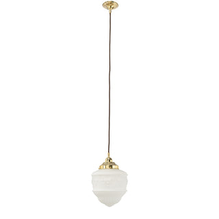 Lighting Inspirations Senator 8'' Opal Matte On Cloth Cord Suspension Polished Brass