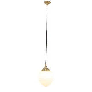 Lighting Inspirations Senator 8'' Opal Matte On Cloth Cord Suspension Polished Brass