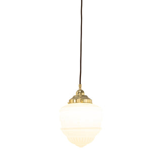 Lighting Inspirations Senator 8'' Opal Matte On Cloth Cord Suspension Polished Brass