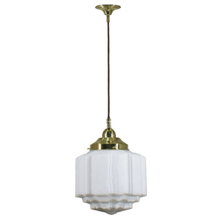 Lighting Inspirations St Kilda 8'' Opal Matte On Cloth Cord Suspension Polished Brass