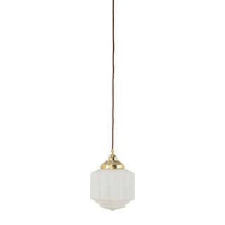 Lighting Inspirations St Kilda 8'' Opal Matte On Cloth Cord Suspension Polished Brass
