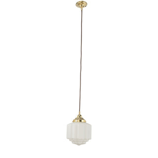 Lighting Inspirations St Kilda 8'' Opal Matte On Cloth Cord Suspension Polished Brass