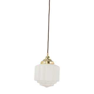 Lighting Inspirations St Kilda 8'' Opal Matte On Cloth Cord Suspension Polished Brass
