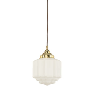 Lighting Inspirations St Kilda 8'' Opal Matte On Cloth Cord Suspension Polished Brass