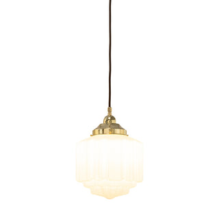 Lighting Inspirations St Kilda 8'' Opal Matte On Cloth Cord Suspension Polished Brass