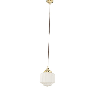 Lighting Inspirations St Kilda 8'' Opal Matte On Cloth Cord Suspension Polished Brass