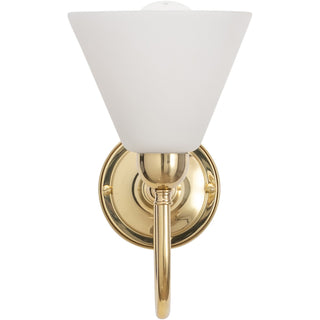 Lighting Inspirations Loxton Wall Light Polished Brass With Cono Opal Matt