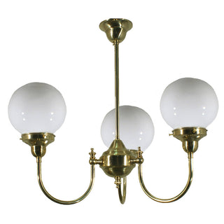Lighting Inspirations Luke 3 Light Pendant Polished Brass With 6'' Opal Gloss Spheres
