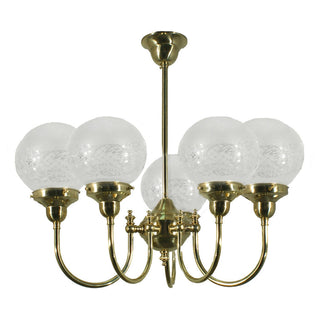 Lighting Inspirations Luke 5 Light Pendant Polished Brass with Sheffield 6''